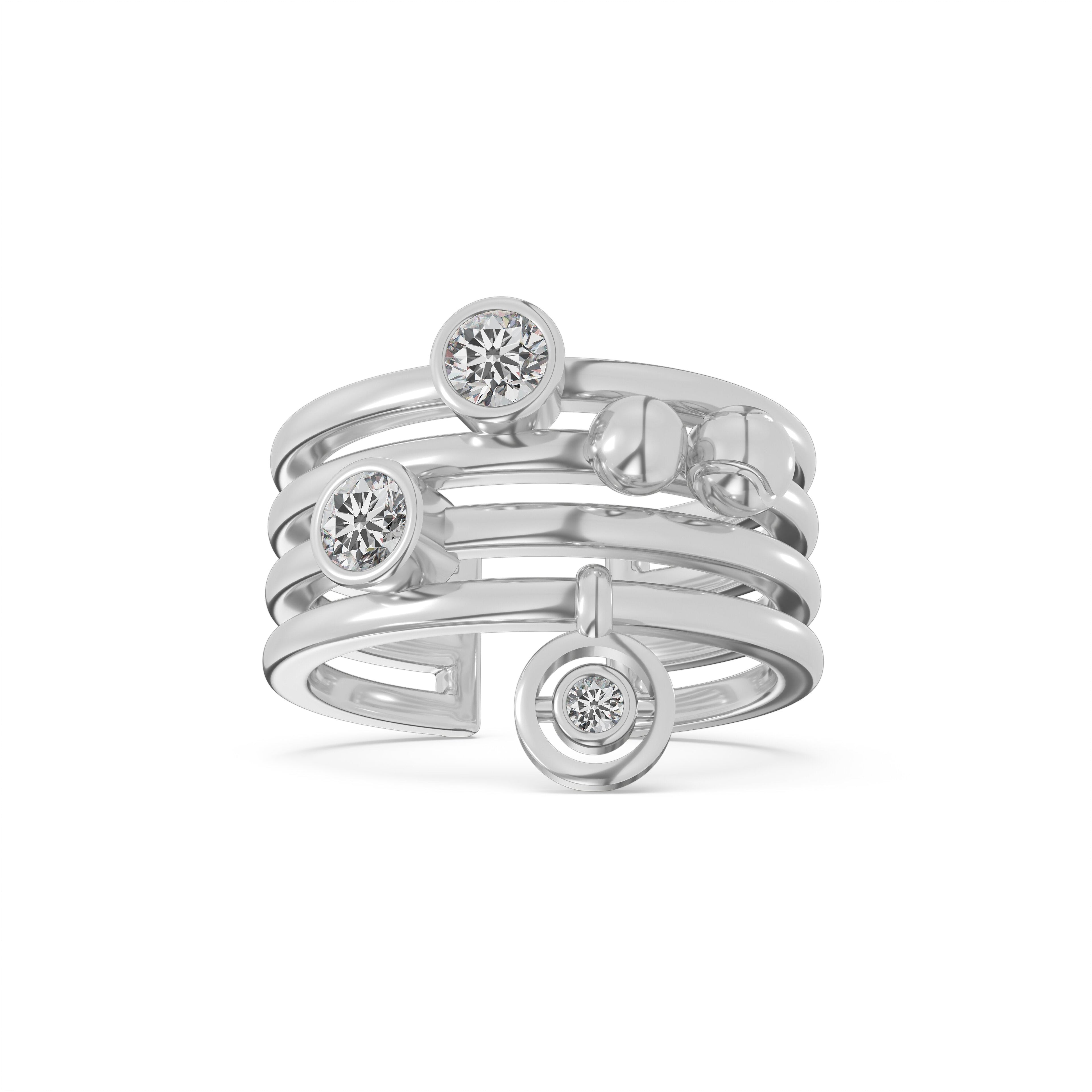 925 Sterling Silver Charm Stack Ring